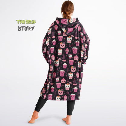 Unisex Cute Kawaii Halloween Print Snug Hoodie,Printed Hooded Blanket with Sleeves, Lounge Wear, Novelty Gifts, Birthday Gift,Christmas Gift