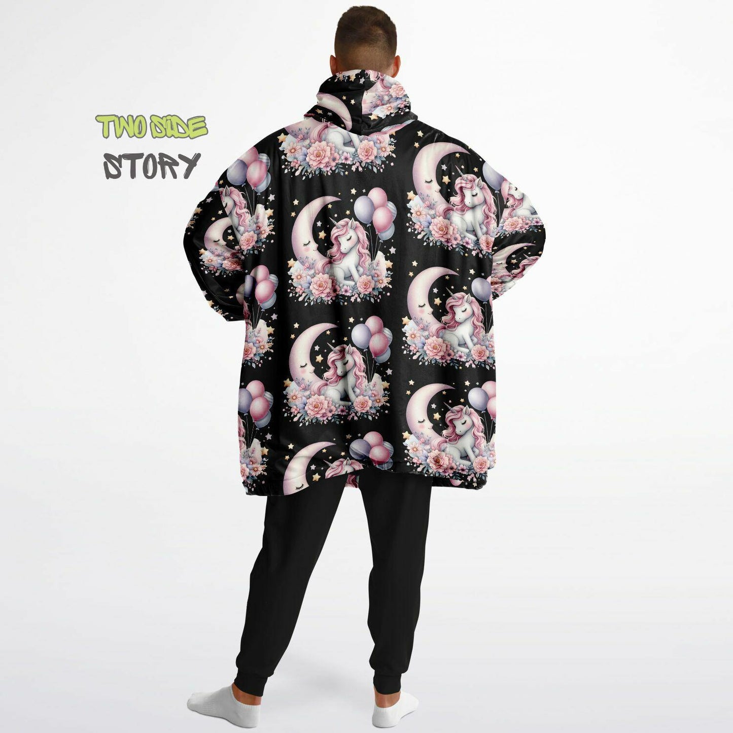 Unisex Cute Kawaii Unicorn Print Snug Hoodie,Printed Hooded Blanket with Sleeves, Lounge Wear, Novelty Gifts, Birthday Gift ,Christmas Gifts