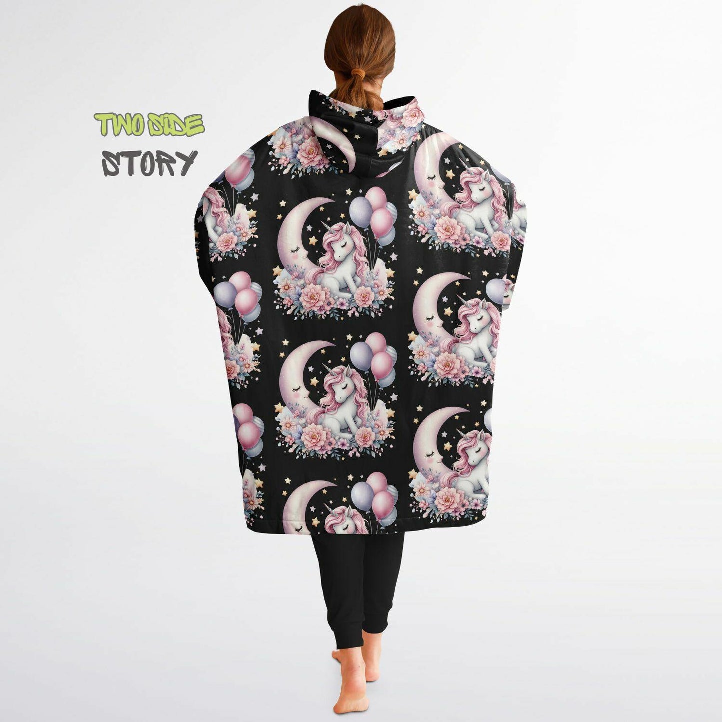 Unisex Cute Kawaii Unicorn Print Snug Hoodie,Printed Hooded Blanket with Sleeves, Lounge Wear, Novelty Gifts, Birthday Gift ,Christmas Gifts