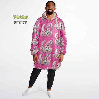 Hot Pink Cute Kawaii Unicorn Print Snug Hoodie,Printed Hooded Blanket with Sleeves,Lounge Wear,Novelty Gifts, Birthday Gift ,Christmas Gifts