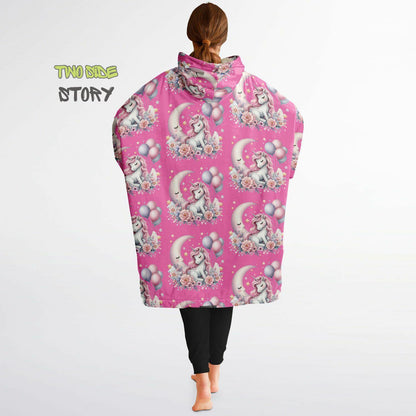 Hot Pink Cute Kawaii Unicorn Print Snug Hoodie,Printed Hooded Blanket with Sleeves,Lounge Wear,Novelty Gifts, Birthday Gift ,Christmas Gifts