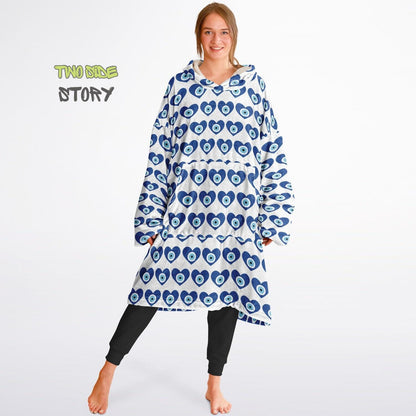 Evil Eye Print Snug Hoodie,Mykonos Eye Printed Hooded Blanket with Sleeves,Lounge Wear,Unique,Novelty Gifst,Novelty Birthday Christmas Gifts