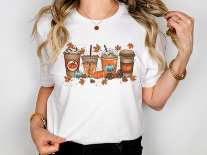 Fall Coffee Shirt, Halloween Pumpkin Latte Drink Cup, Cute Fall Sweatshirt, Coffee Lover Shirt, Pumpkin Spice Shirt, Thanksgiving Shirt