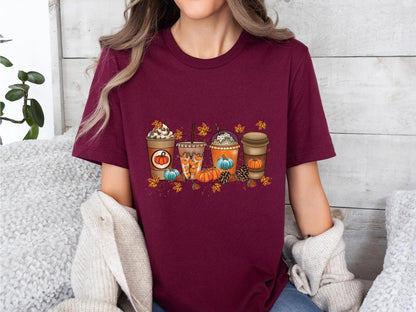 Fall Coffee Shirt, Halloween Pumpkin Latte Drink Cup, Cute Fall Sweatshirt, Coffee Lover Shirt, Pumpkin Spice Shirt, Thanksgiving Shirt