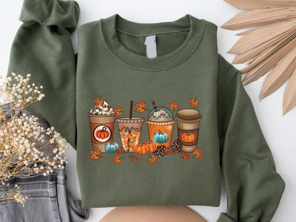 Fall Coffee Sweatshirt for Women, Thanksgiving Sweater, Fall Crewneck Pumpkin Spice Sweatshirt, Pumpkin spice Shirt, Halloween, Fall