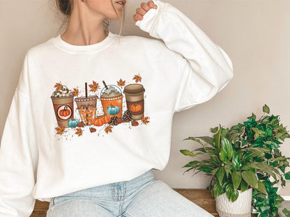 Fall Coffee Sweatshirt for Women, Thanksgiving Sweater, Fall Crewneck Pumpkin Spice Sweatshirt, Pumpkin spice Shirt, Halloween, Fall