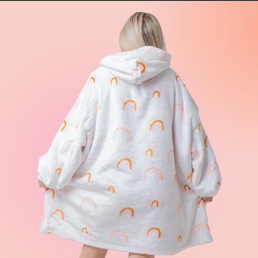 Rainbow Hoodie Blanket Oversized Thick Sherpa Hoodie Snugclub One Size