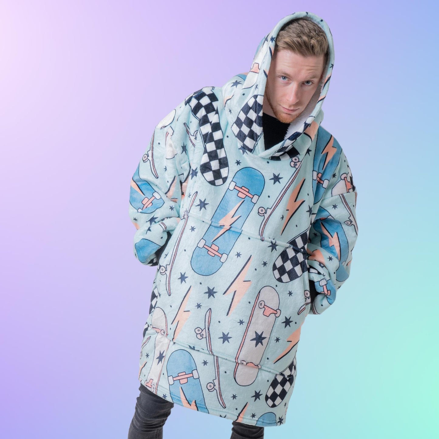 Skateboard Hoodie Blanket Oversized Thick Sherpa Hoodie Snugclub One Size