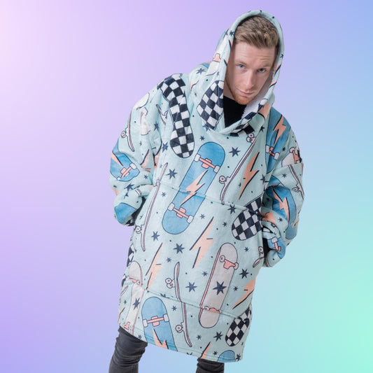 Skateboard Hoodie Blanket Oversized Thick Sherpa Hoodie Snugclub One Size