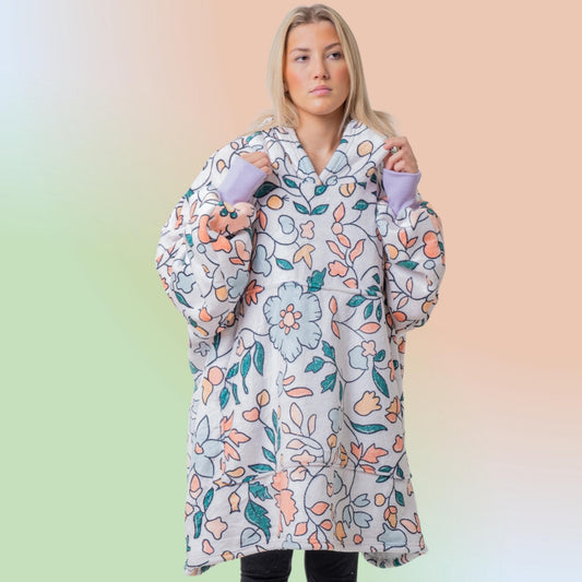 Flower Meadow Hoodie Blanket Oversized Thick Sherpa Hoodie Snugclub One Size