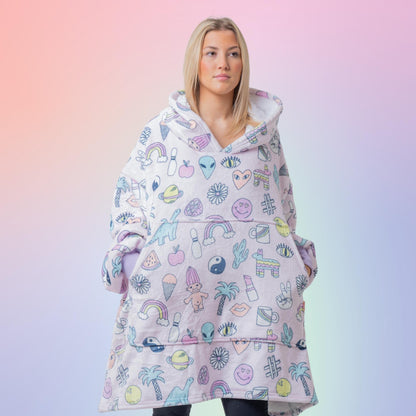 90s Y2K Troll Hoodie Blanket Oversized Thick Sherpa Hoodie Snugclub One Size