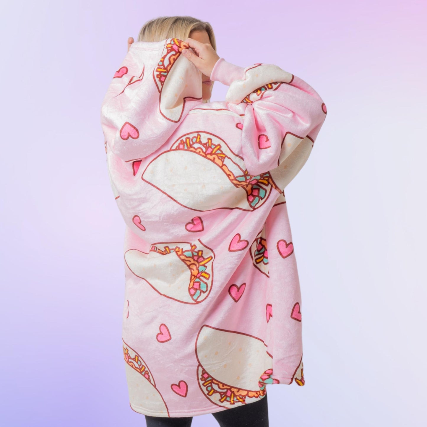 Pink Taco Hoodie Blanket Oversized Thick Sherpa Hoodie Snugclub One Size