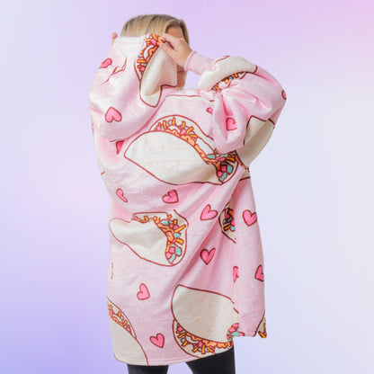 Pink Taco Hoodie Blanket Oversized Thick Sherpa Hoodie Snugclub One Size