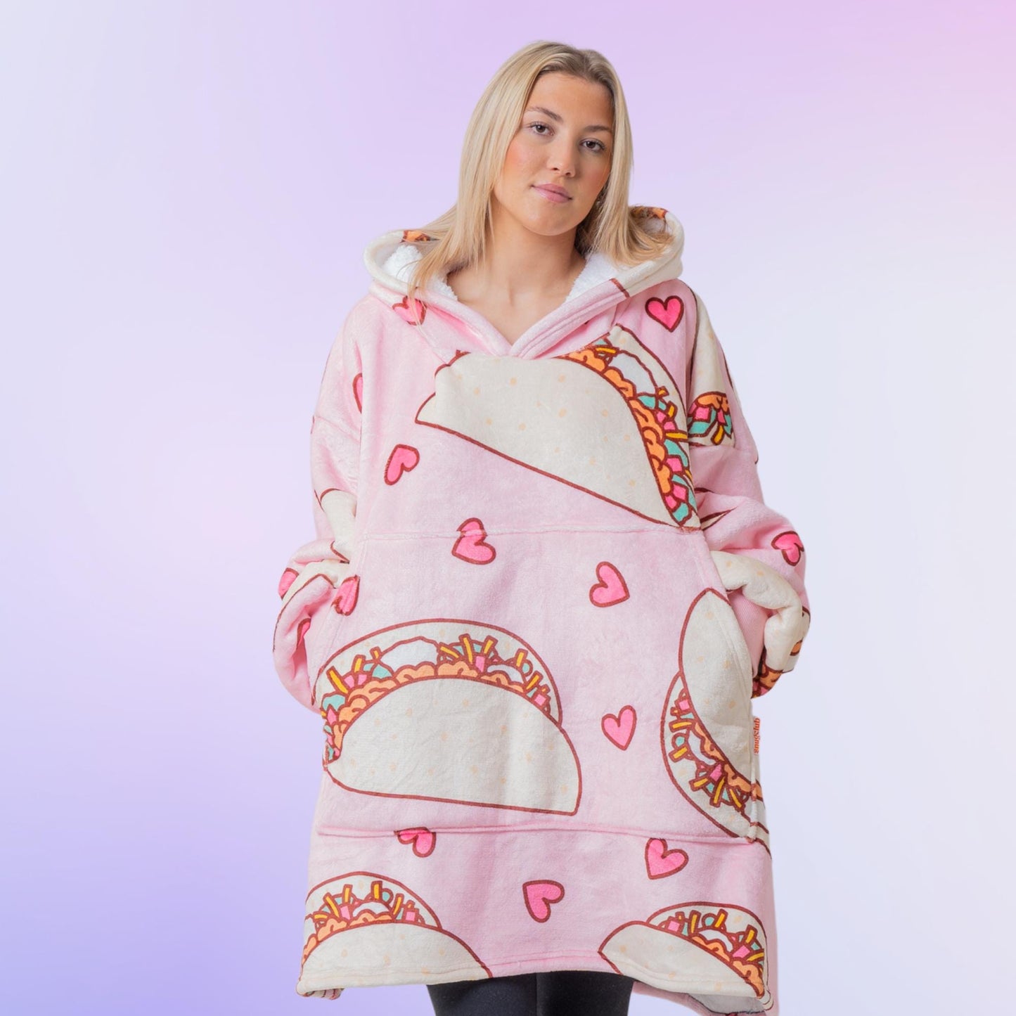 Pink Taco Hoodie Blanket Oversized Thick Sherpa Hoodie Snugclub One Size