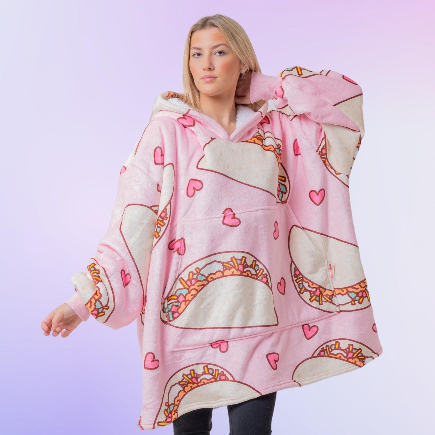 Pink Taco Hoodie Blanket Oversized Thick Sherpa Hoodie Snugclub One Size