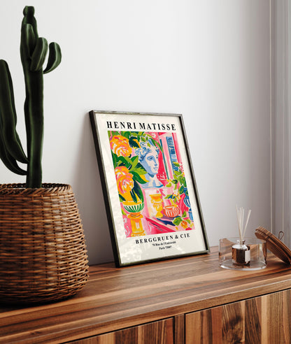 Greek mythology decor, Matisse wall art, Pink maximalist print, Mid century poster, Dopamine decor