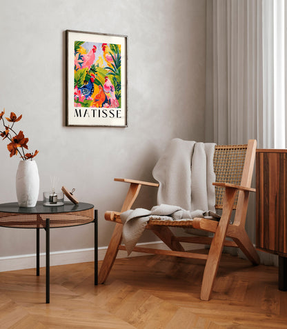 Chicken art print in Henri Matisse style, Cowgirl art, Dopamine decor, Bird lover gift