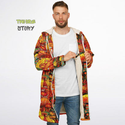 Trippy Psychedelic Mushrooms Printed Microfleece Zipper Jacket, Printed Hoodie,Trippy Cloak, Gift for Him, Unique Christmas Birthday Gifts