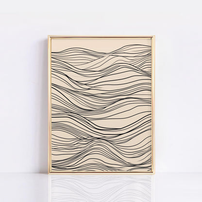 Minimalist Lines Art, Neutral Beige Print, Beige Wall Art Decor, Abstract Line Drawing Print, Minimal Art Poster, Modern Wall Decor