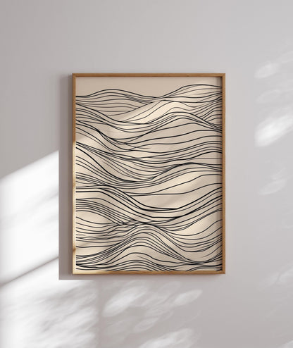 Minimalist Lines Art, Neutral Beige Print, Beige Wall Art Decor, Abstract Line Drawing Print, Minimal Art Poster, Modern Wall Decor