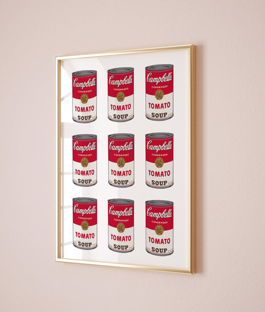 Andy Warhol Tomato Soup pop art poster, Andy Warhol Tomato Soup Print, Campbell Soup Poster, Kitchen wall decor