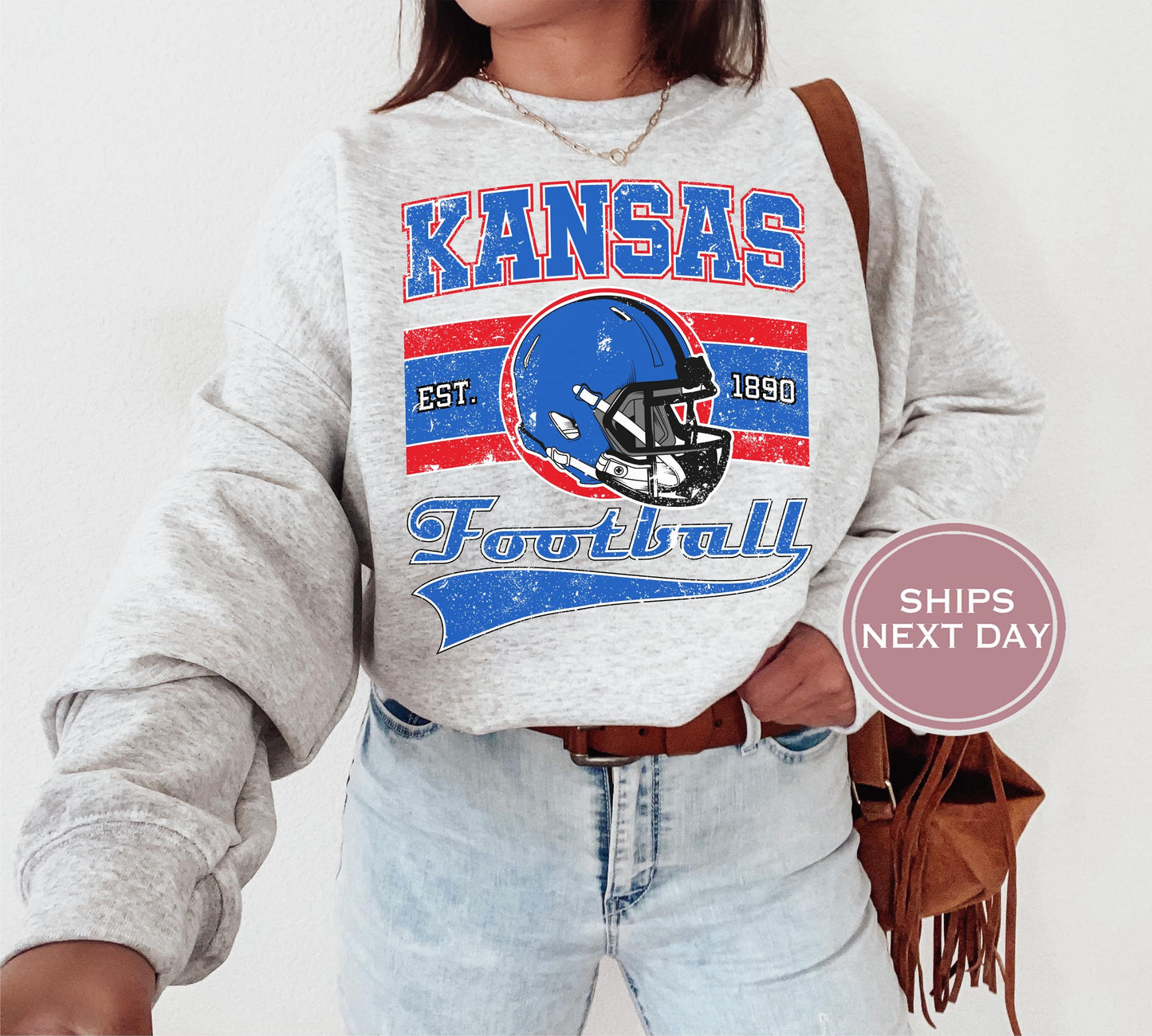 Kansas Sweatshirt, Kansas Football Sweatshirt, Lawrence Kansas Vintage Crewneck, Retro Kansas Sweatshirt, Kansas Football College
