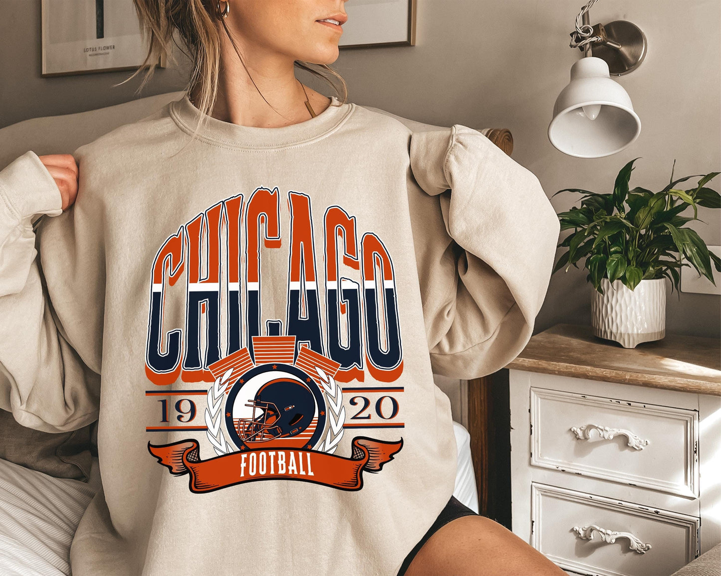 Chicago Football Sweatshirt, Vintage Chicago Crewneck, Retro Chicago Sweatshirt, Chicago Varsity Sweatshirt, Chicago Long Sleeve