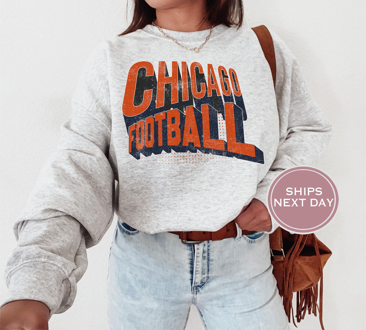 Chicago Football Sweatshirt, Vintage Chicago Crewneck, Retro Chicago Sweatshirt, Chicago Varsity Sweatshirt, Chicago Long Sleeve