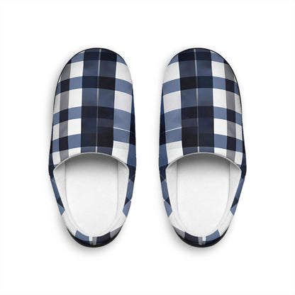 Men'sSlippers NavyBlue TartanPlaid Warm and CozyGift for Him - HusbandGift, Dad, Grandpa, Brother, Son, Men's Indoorslippers HouseShoes