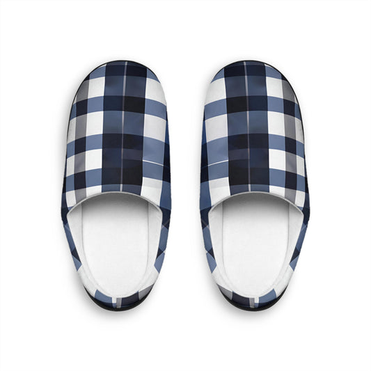 Men'sSlippers NavyBlue TartanPlaid Warm and CozyGift for Him - HusbandGift, Dad, Grandpa, Brother, Son, Men's Indoorslippers HouseShoes