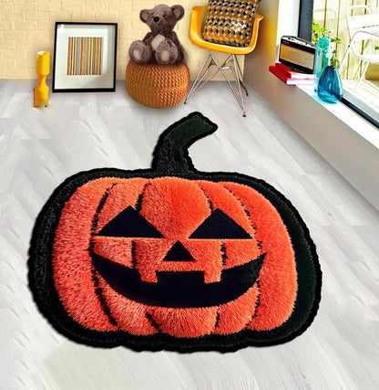 Scary Pumpkin Floor Rug, Halloween Pumpkin, Orange Pumpkin, Kids Room Spooky Pumpkin, Party Decor,Decorate Your Home with Pumpkin, Gift Rug