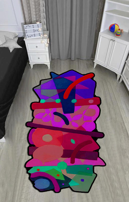 Multi colored Irregular Shape, Irregular rug, Irregular area rug, Living room carpet, colorful irregular carpet,modern irregular rug,bedroom