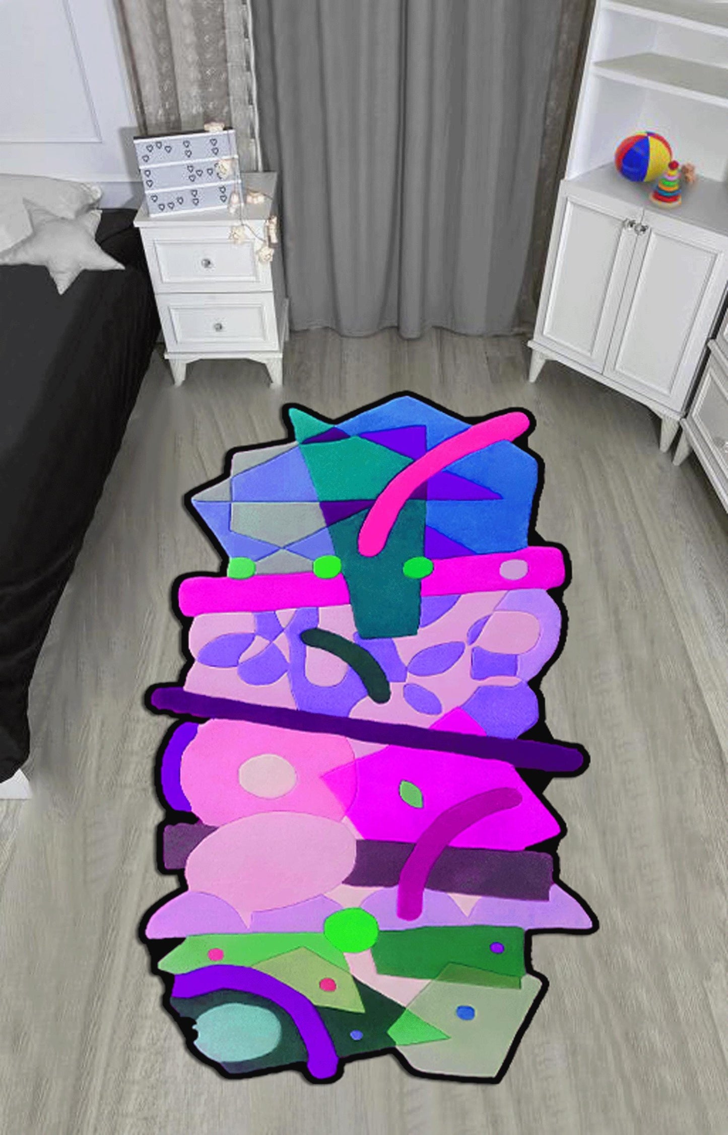 Multi colored Irregular Shape, Irregular rug, Irregular area rug, Living room carpet, colorful irregular carpet,modern irregular rug,bedroom