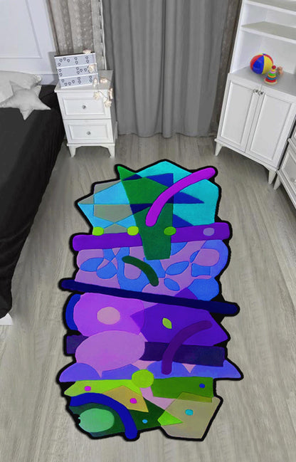 Multi colored Irregular Shape, Irregular rug, Irregular area rug, Living room carpet, colorful irregular carpet,modern irregular rug,bedroom