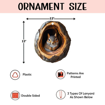 Squirrel 2D Flat Ornament, Squirrel Rearview Mirror Car Accessories, Squirrel Christmas Ornament, Squirrel Ornament, Gift for Squirrel Lover