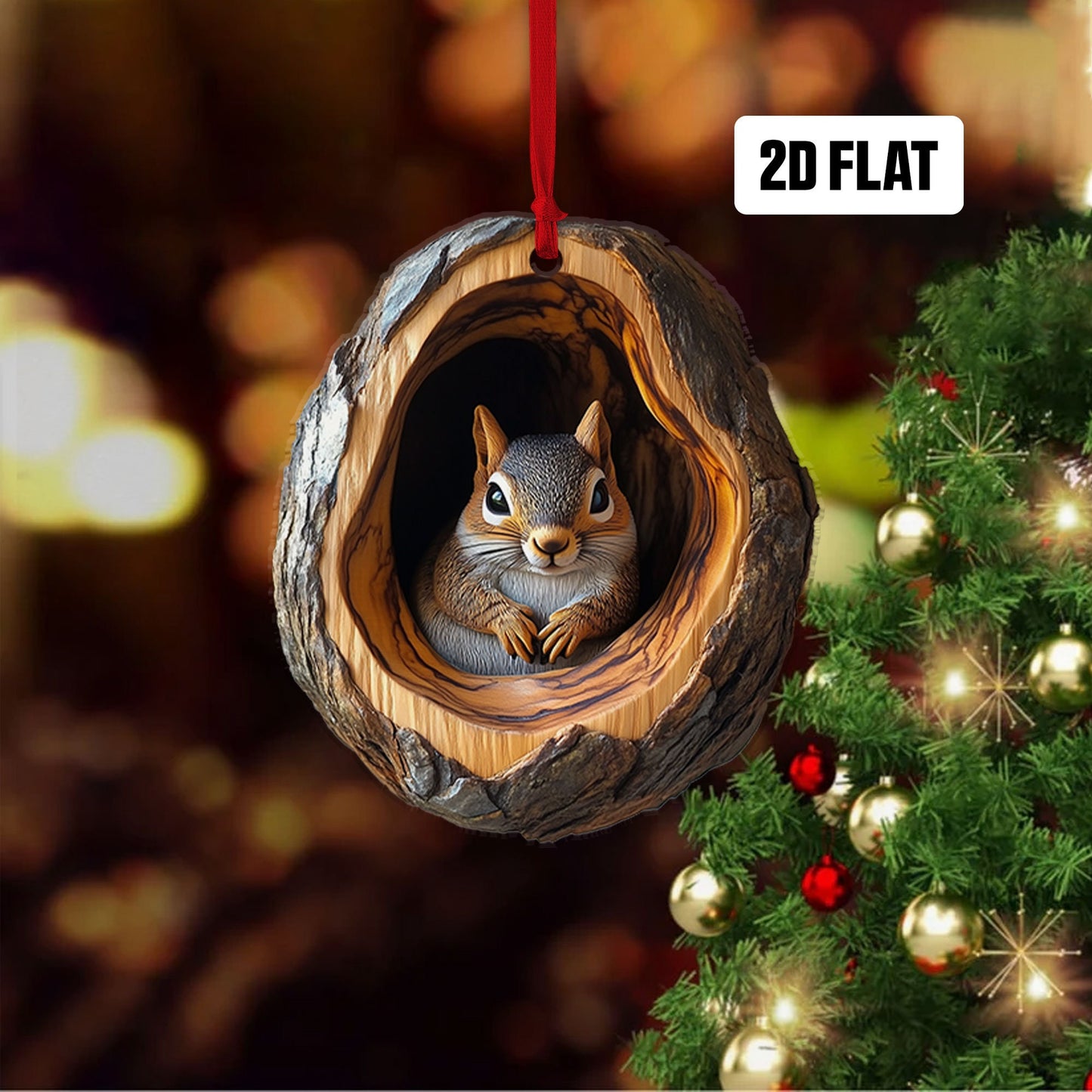 Squirrel 2D Flat Ornament, Squirrel Rearview Mirror Car Accessories, Squirrel Christmas Ornament, Squirrel Ornament, Gift for Squirrel Lover