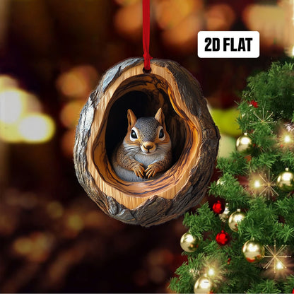 Squirrel 2D Flat Ornament, Squirrel Rearview Mirror Car Accessories, Squirrel Christmas Ornament, Squirrel Ornament, Gift for Squirrel Lover