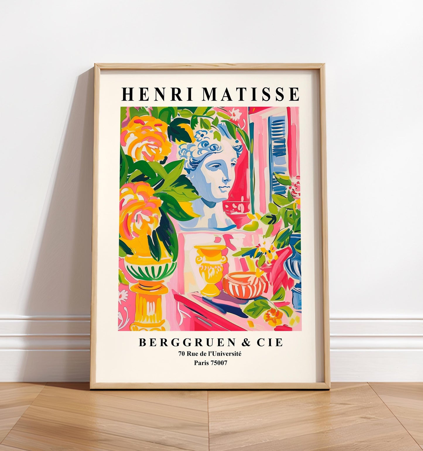 Greek mythology decor, Matisse wall art, Pink maximalist print, Mid century poster, Dopamine decor