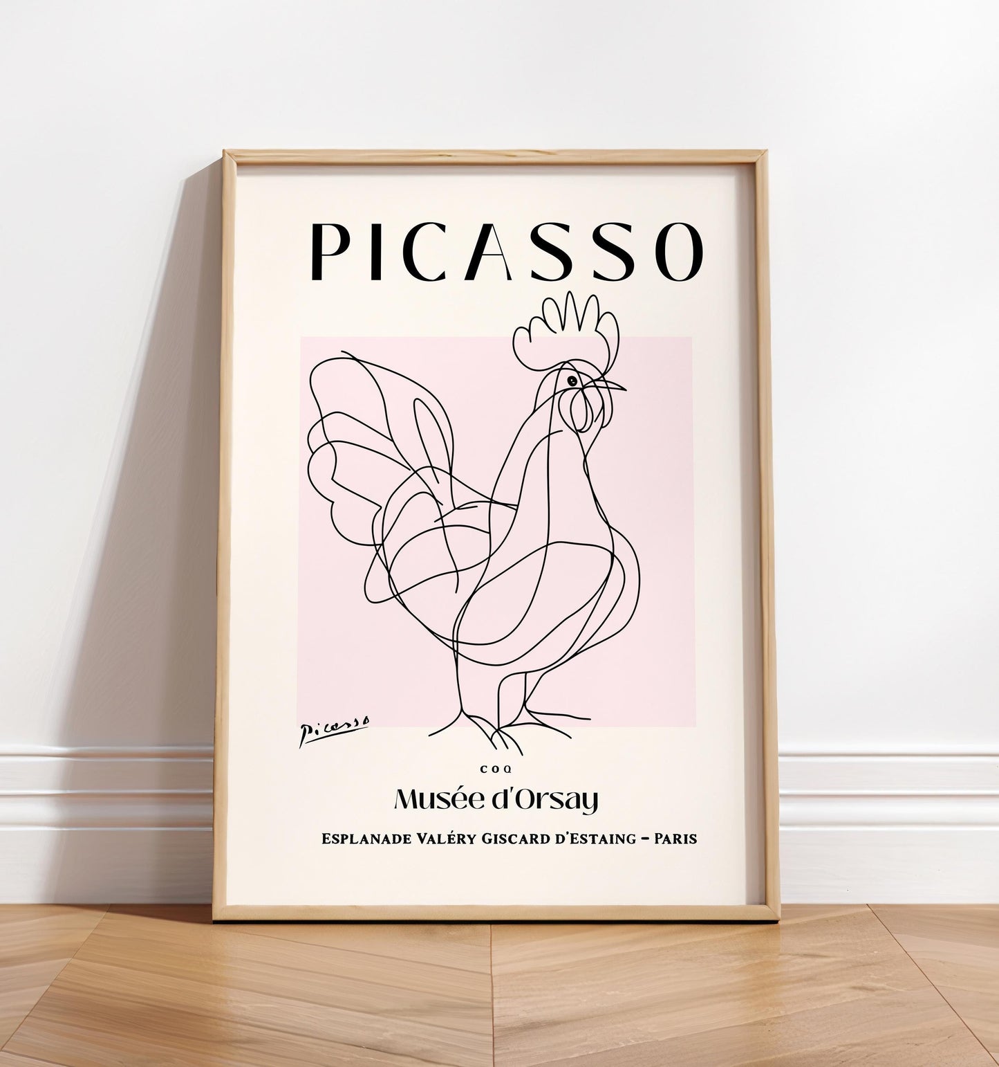 Rooster art print, Mid century poster, Chicken lover gift, Picasso art, Minimalist farm wall art