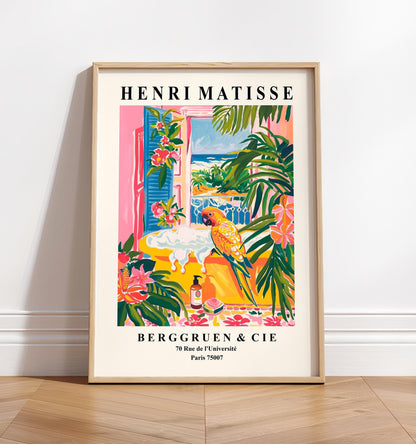 Parrot in Bathtub Art Print: Matisse Bathroom Wall Art