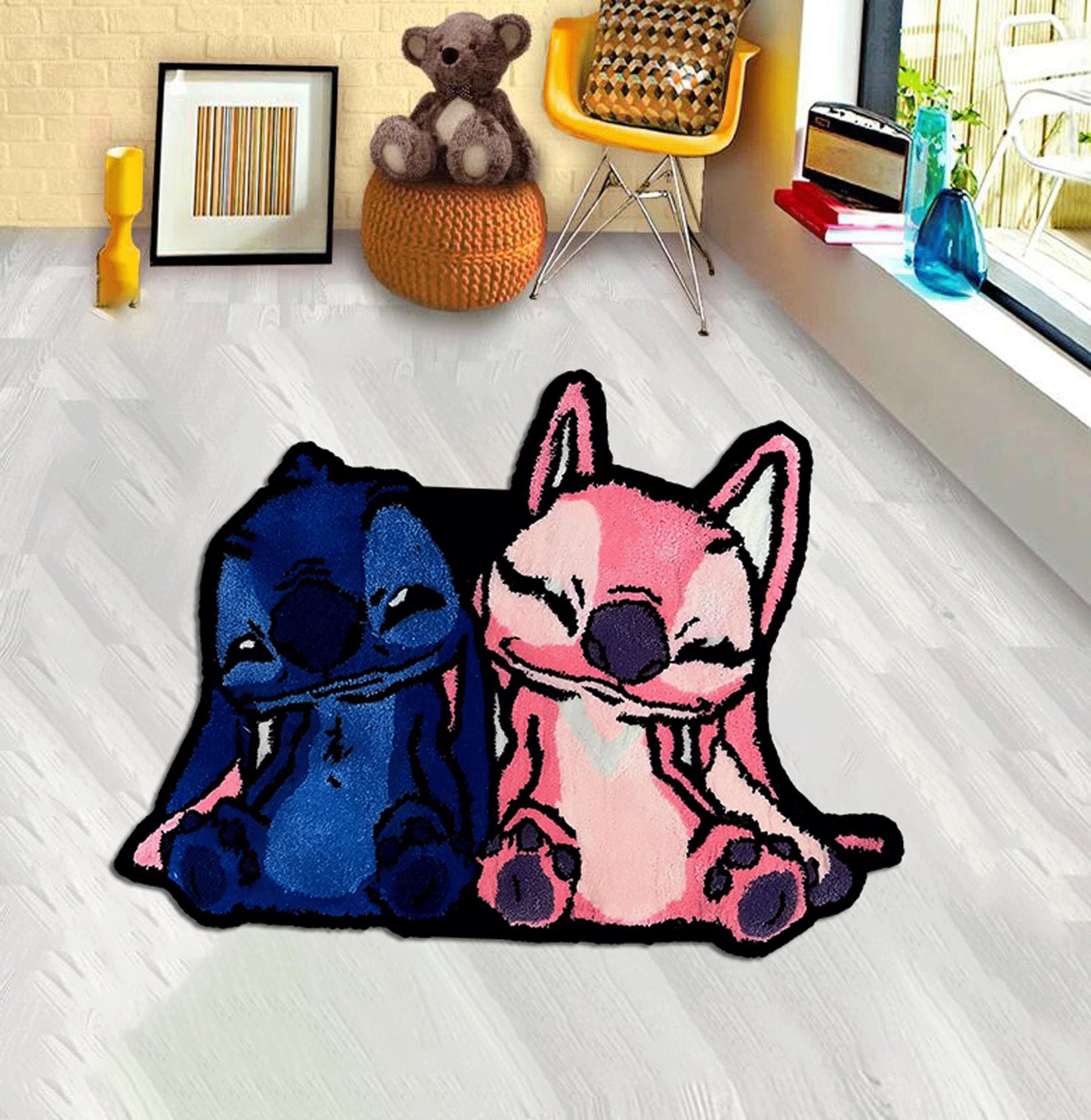 Angel and stitch love,Anime fans and Gamers,Lilo and Stitch Valentines Day Rug home decoration, Carpet gift, birthday, Stitch rug,Custom rug