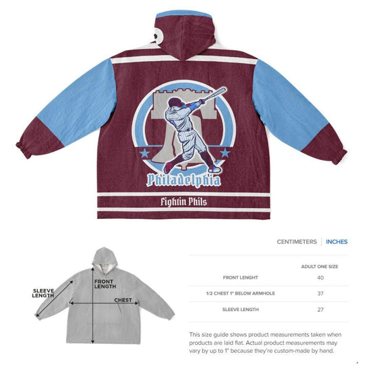 Philly Baseball Retro Maroon Cuddle Hoodie Blanket