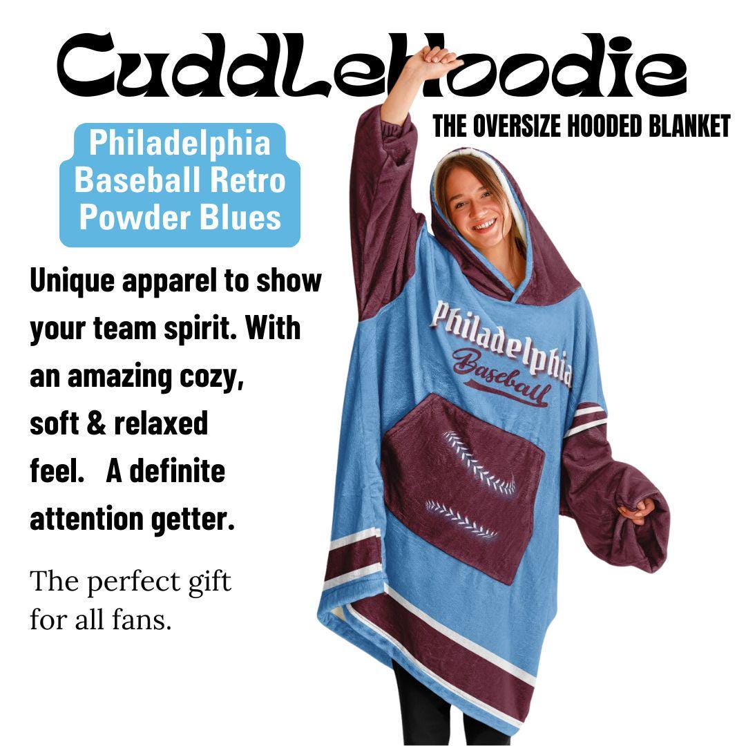 Philadelphia Baseball Oversized Cuddle Hoodie: Retro Powder Blues Blanket