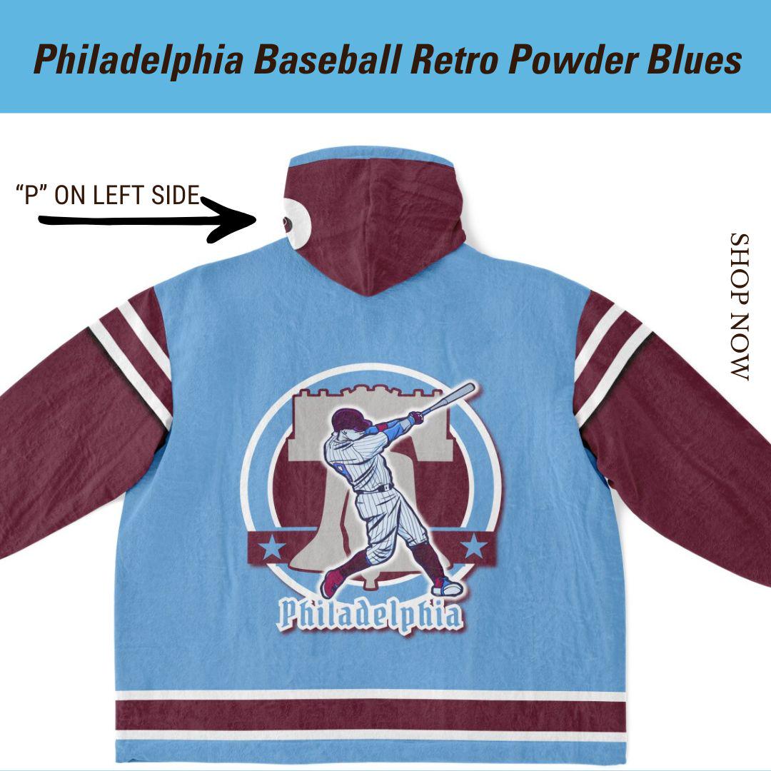 Philadelphia Baseball Oversized Cuddle Hoodie: Retro Powder Blues Blanket