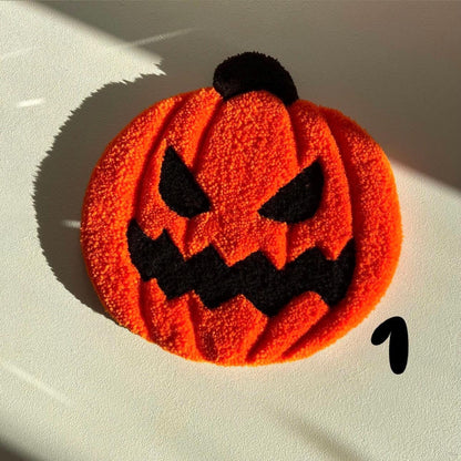 Halloween Pumpkin Coasters: Tufted Mini Rugs, Spooky Decor