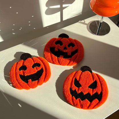 Halloween Pumpkin Coasters: Tufted Mini Rugs, Spooky Decor