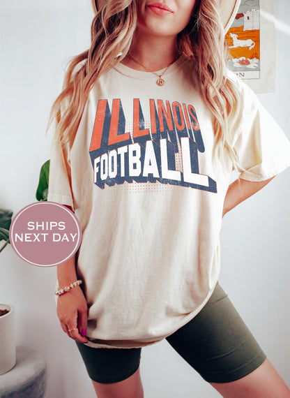 Retro Illinois Football Shirt, Vintage Illinois Football Shirt, Urbana-Champaign Women Shirt, College Football Shirt