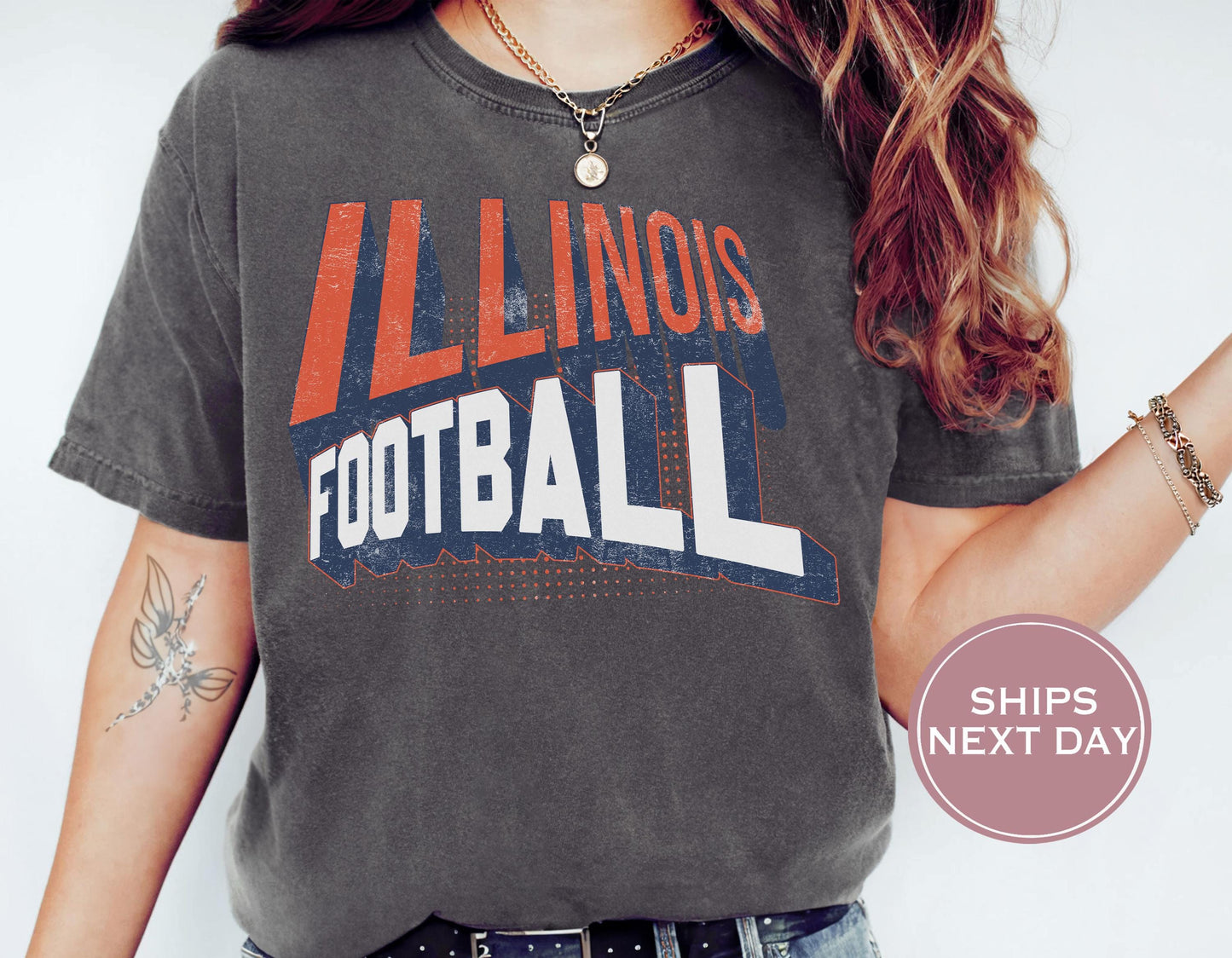 Retro Illinois Football Shirt, Vintage Illinois Football Shirt, Urbana-Champaign Women Shirt, College Football Shirt