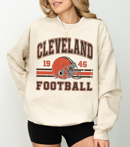 Cleveland Football Vintage Style Sweatshirt, Trendy Cleveland Football Fan Gift, Cleveland Game Day Shirt, Cleveland Sweatshirt
