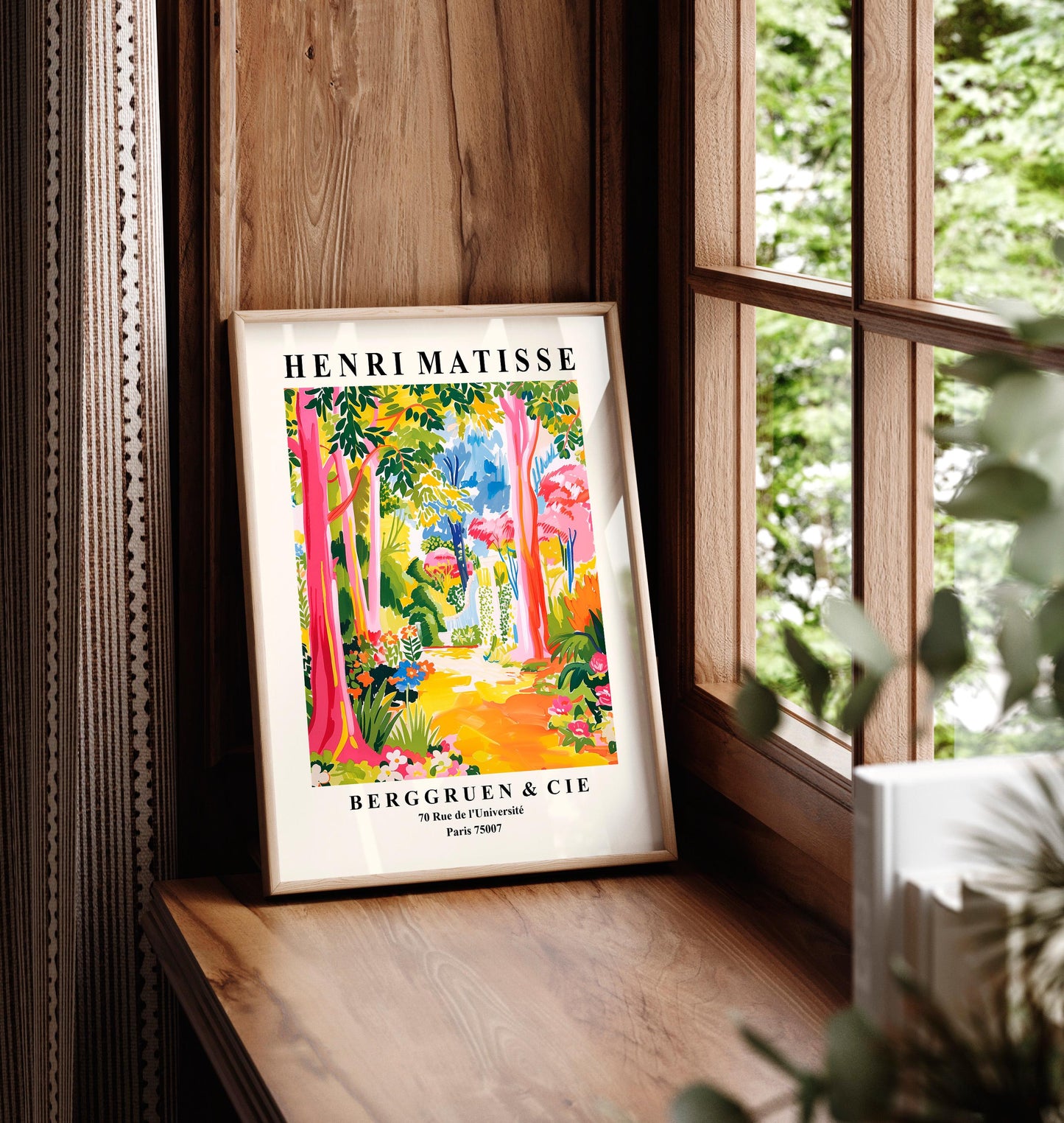 Matisse Style Tropical Forest Art Print: Pink Maximalist Decor